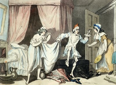 Dampende lakens, geaquarelleerd door Thomas Malton, gepubliceerd 1791 door Thomas Rowlandson